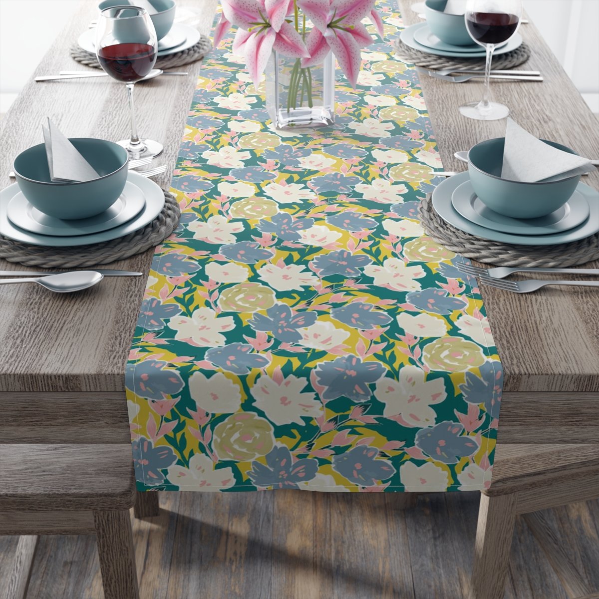 Abstract Colorful Flowers Dining Table Runners - Image 5