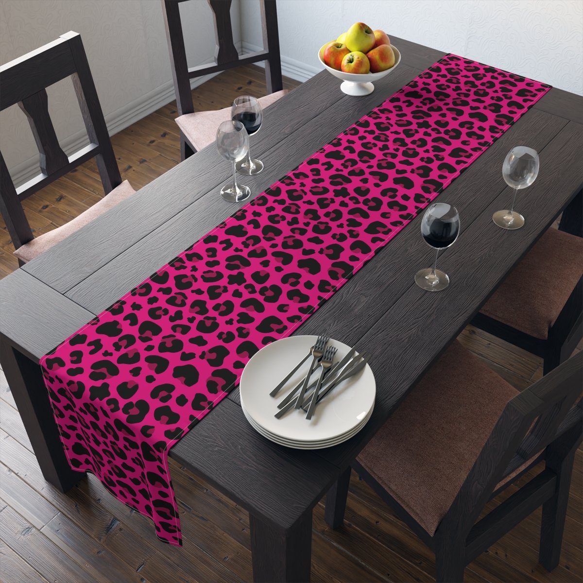 Pink Leopard Print Table Runners for Living Room Decor