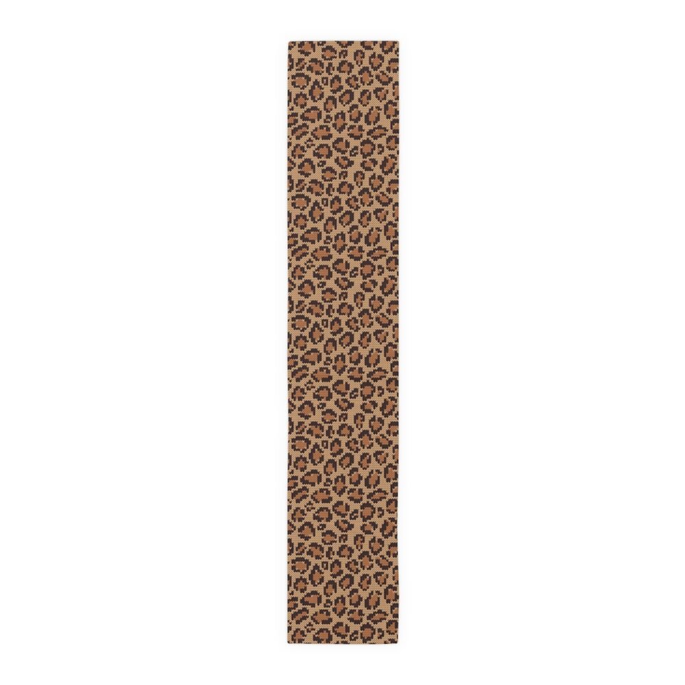 Brown Leopard Jacquard Knitted Pattern Table Runners - Image 16