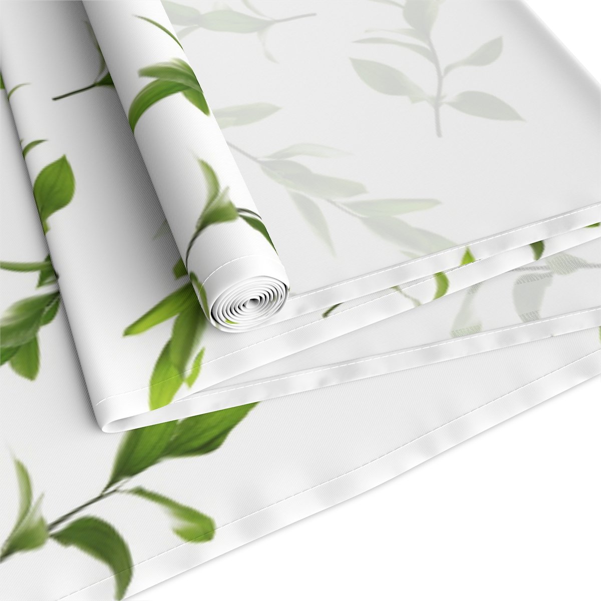 Vintage Green Leaf Printed Cotton Table Runners - Image 18