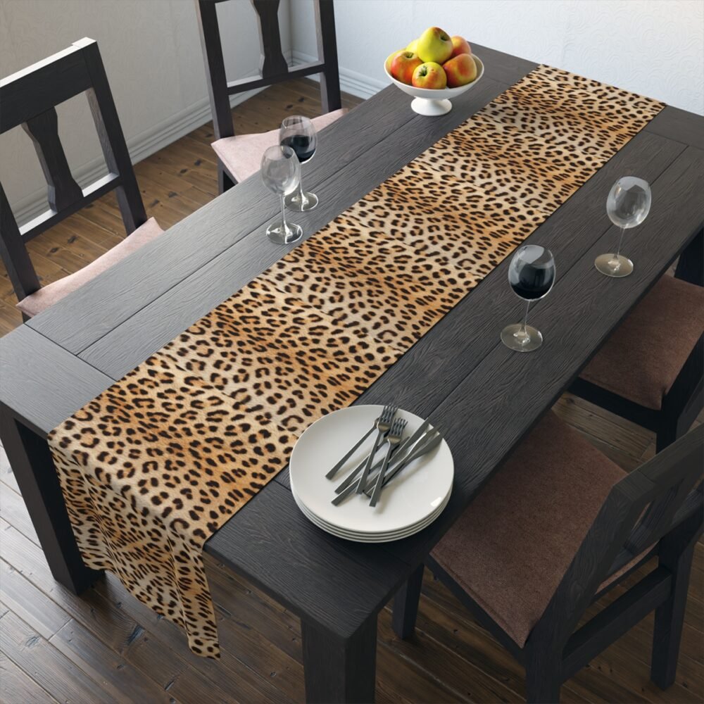 Stylish Black Gold Panthera Print Table Runners