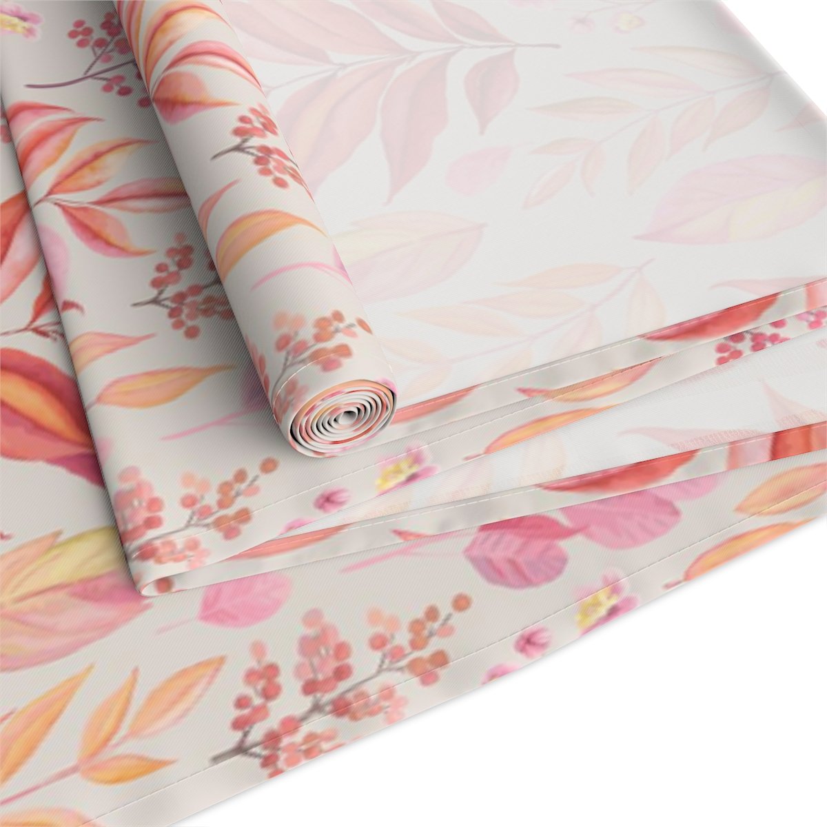Red Pink Leaf Printed Cotton Table Runners - Image 18