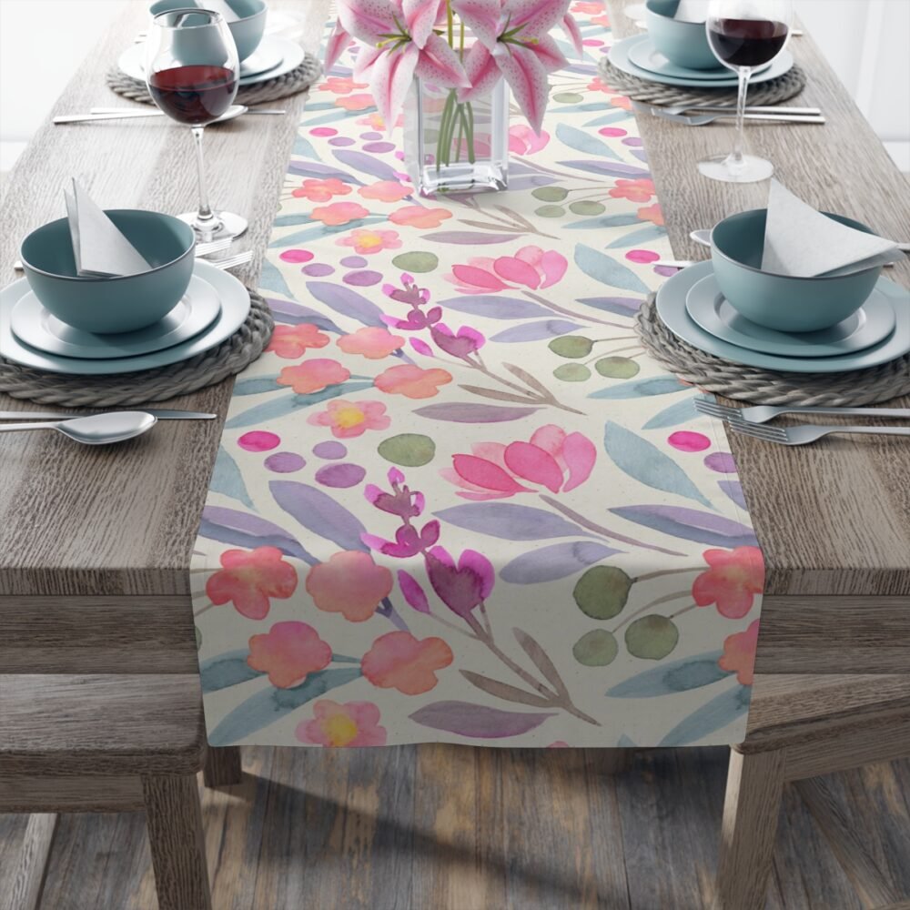 Watercolor Botanical Floral Textured Table Runners - Image 20
