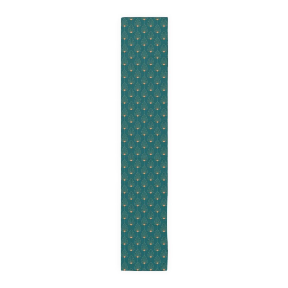 Stylish Fan Shaped Orange n Teal Dining Table Runners - Image 16