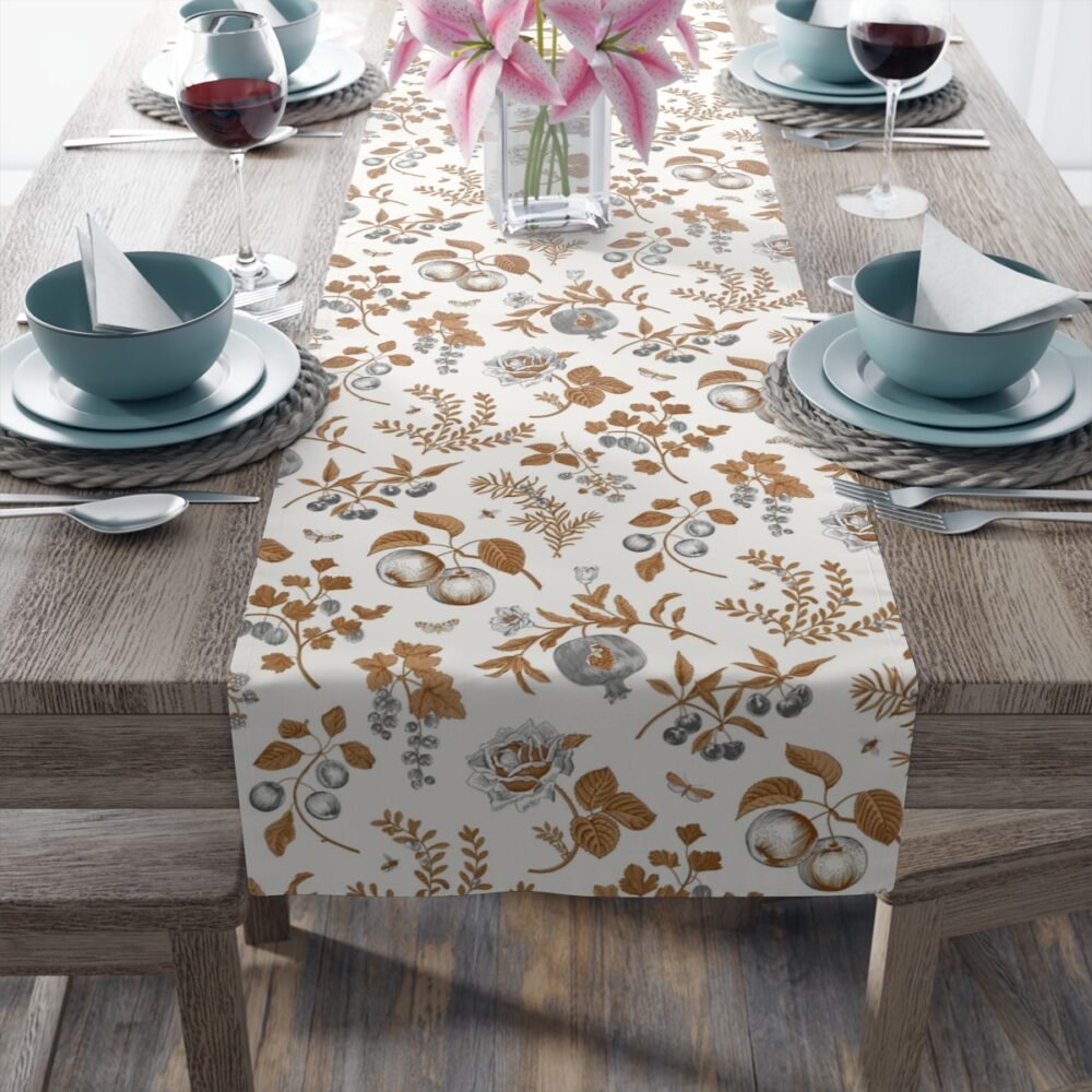 Brown and Gray Autumn Floral Print Table Runners - Image 20