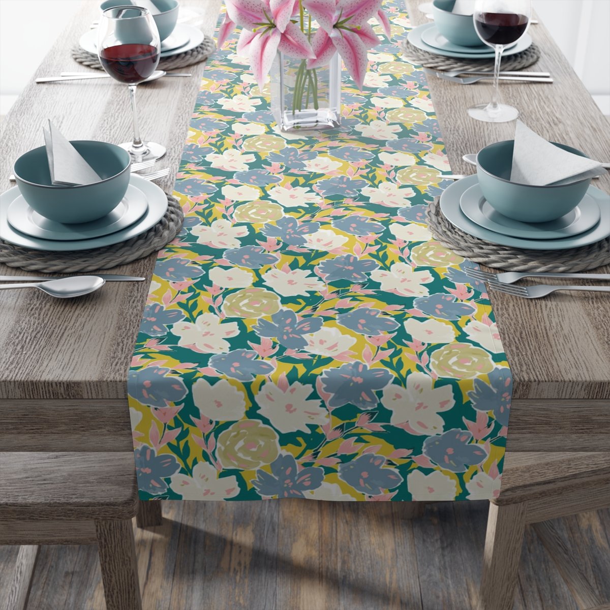 Abstract Colorful Flowers Dining Table Runners - Image 20