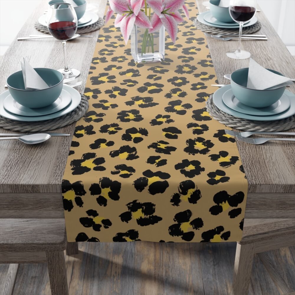 Brown Leopard Spots Print Table Runners for Home Decor - Image 20