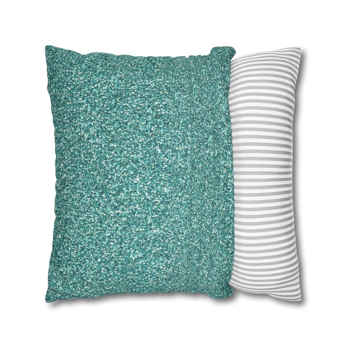 Printed Teal Glitter Accent Pillow Covers - Image 4