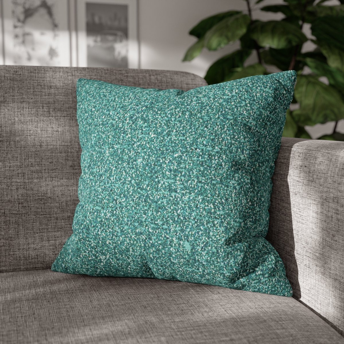 Printed Teal Glitter Accent Pillow Covers - Image 6