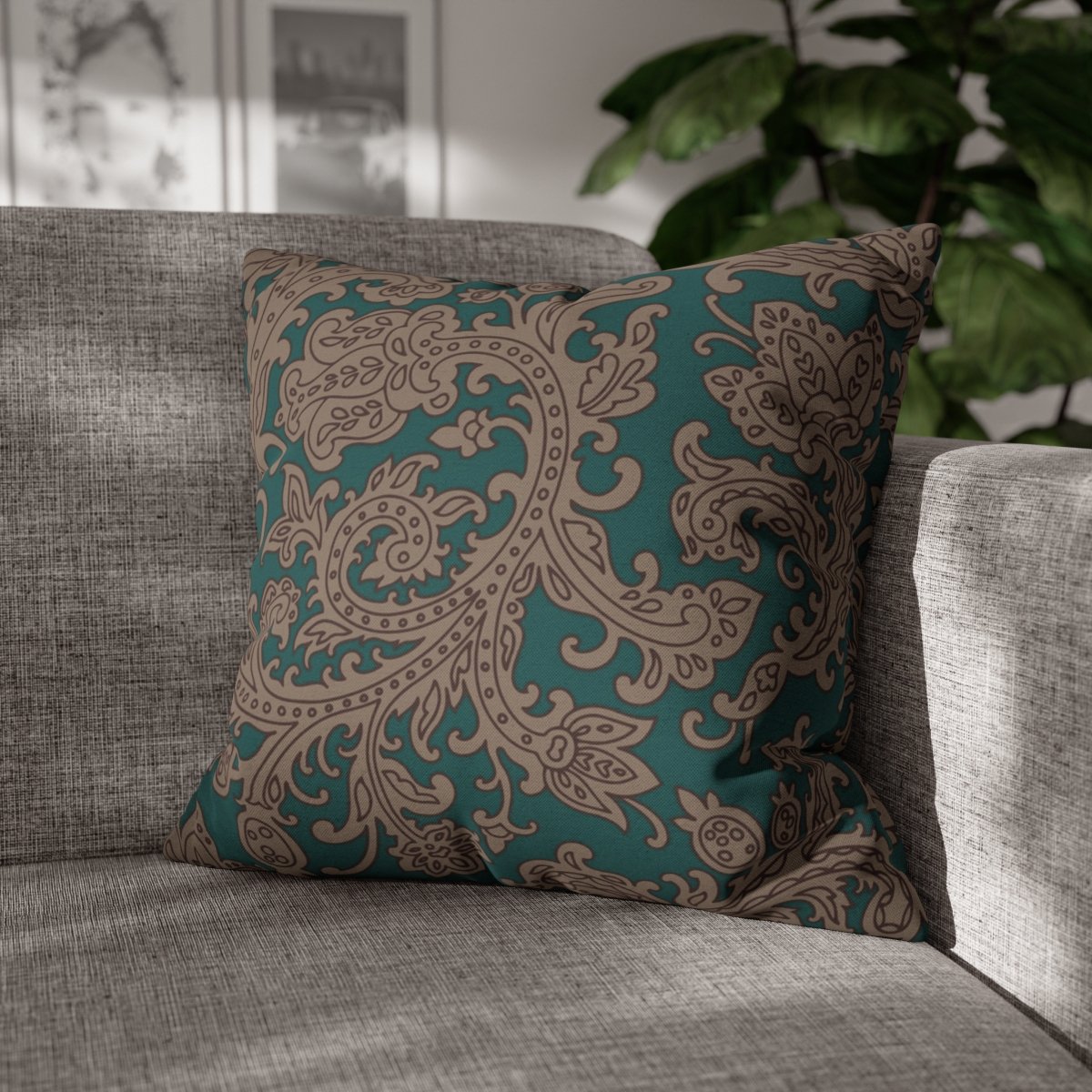 Teal Vintage Floral Accent Pillow Covers - Image 6