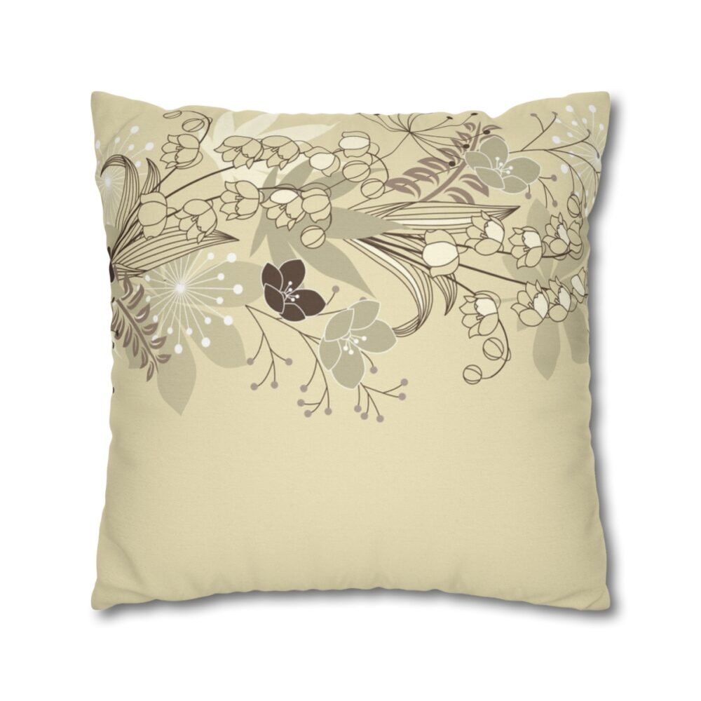Cream Toss Pillow Covers with Forest Flowers n Plants - Image 3