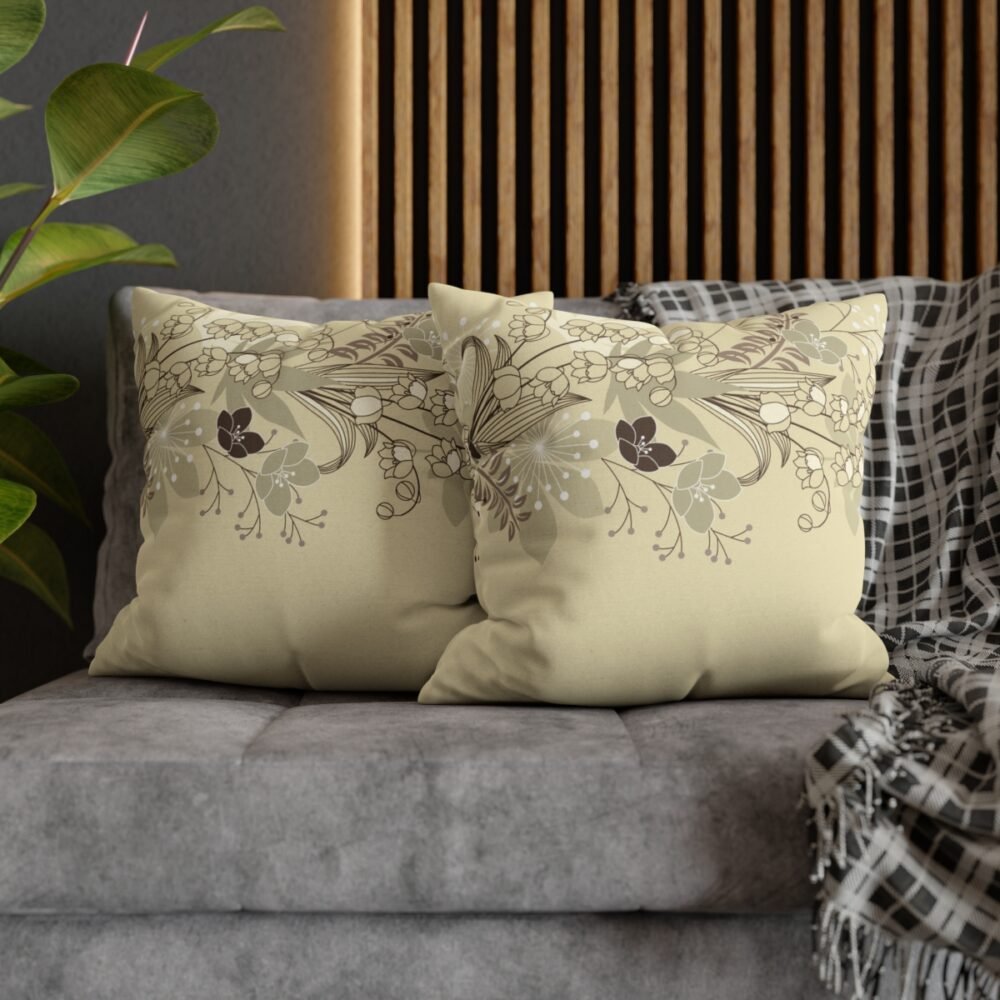 Cream Toss Pillow Covers with Forest Flowers n Plants - Image 7