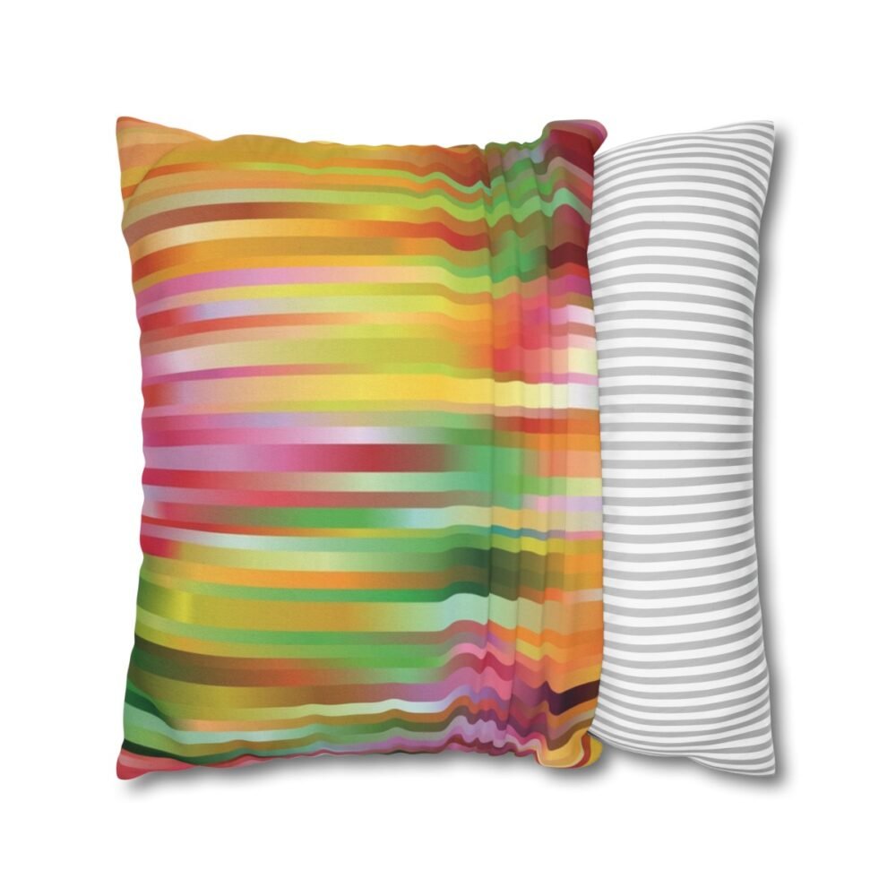 Abstract Multicolor Striped Square Pillow Covers - Image 2
