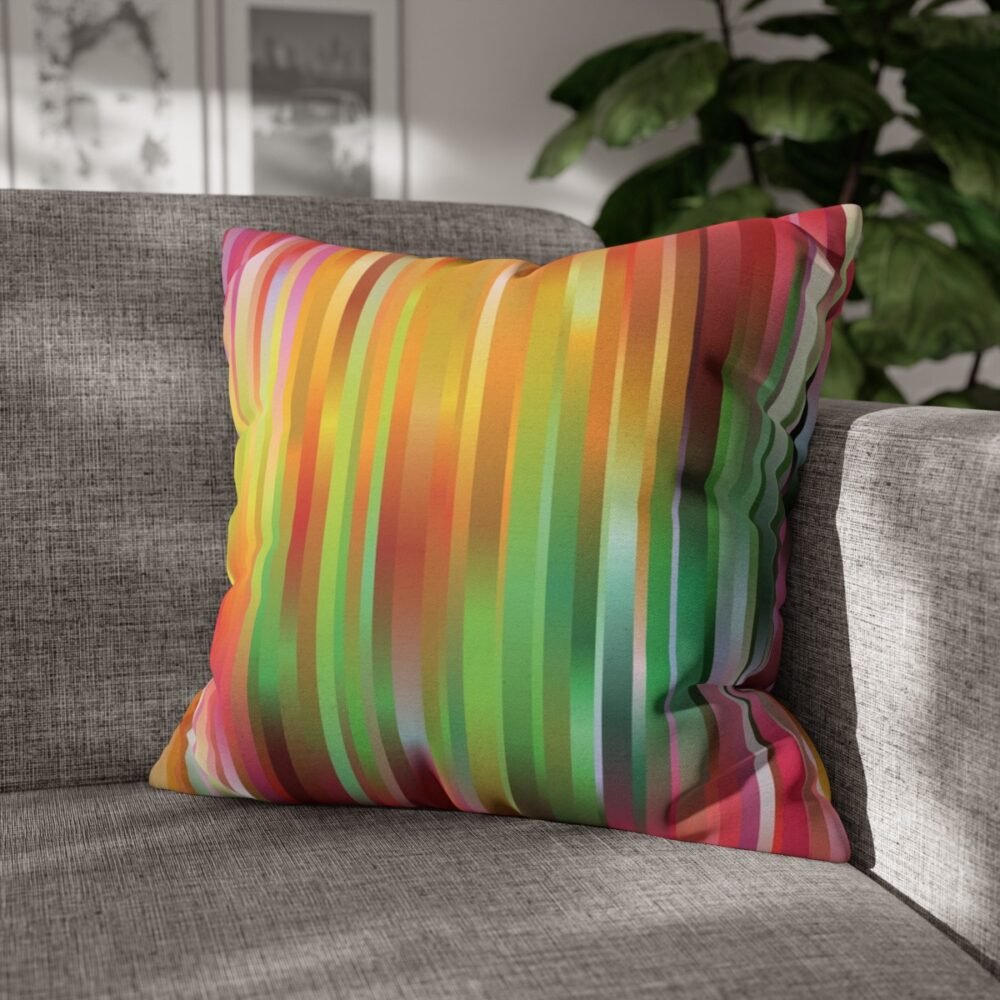 Abstract Multicolor Striped Square Pillow Covers - Image 4