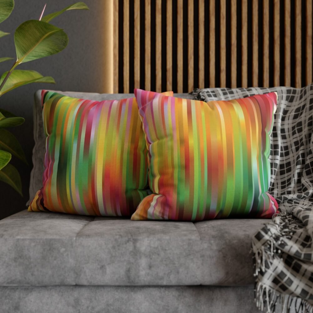 Abstract Multicolor Striped Square Pillow Covers - Image 5