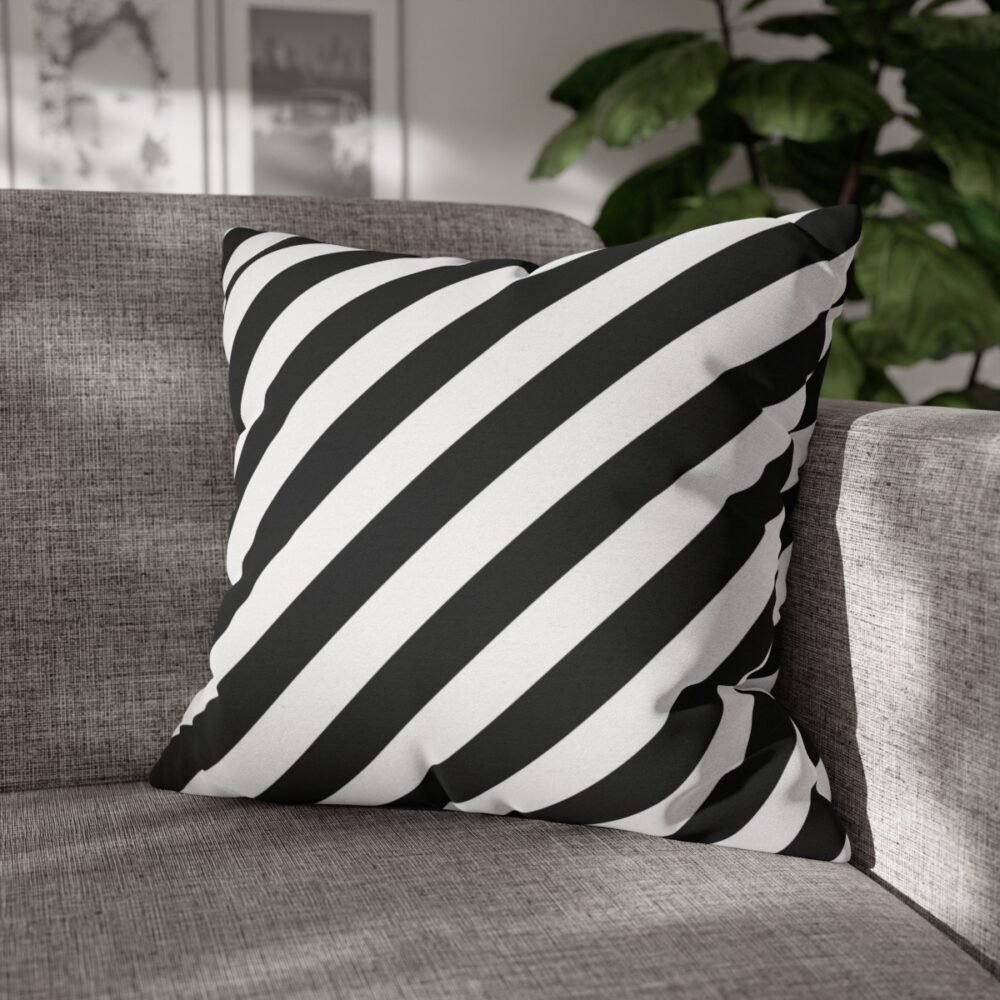 Black and White Diagonal Striped Throw Pillow Covers - Image 4
