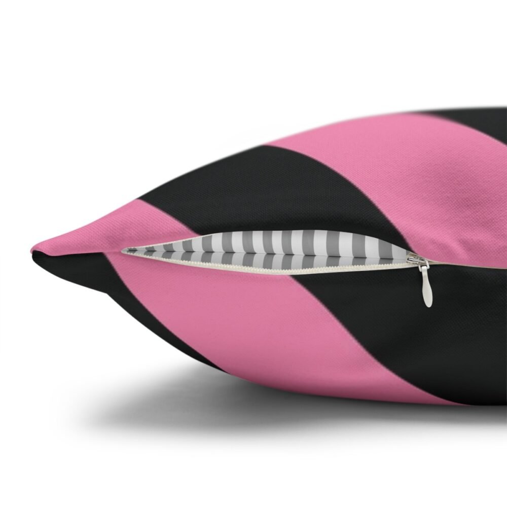 Modern Black and Pink Diagonal Striped Throw Pillow Covers - Image 3