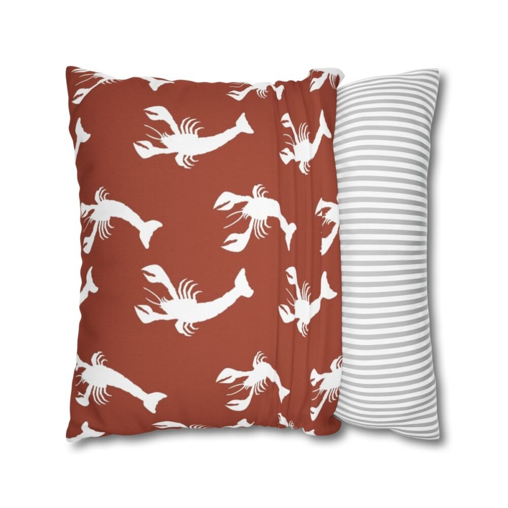 Printed Lobsters on Terracotta Throw Pillow Covers - Image 2