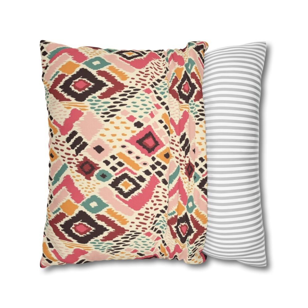 Pink Ikat Geometric Throw Pillow Covers for Sofa - Image 2