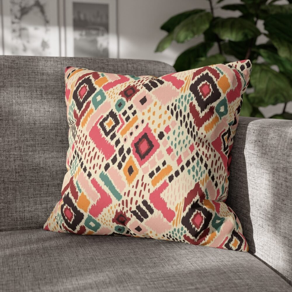 Pink Ikat Geometric Throw Pillow Covers for Sofa - Image 4