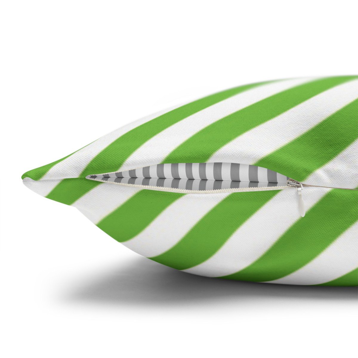 Printed Green Diagonal Striped Throw Pillow Covers - Image 3
