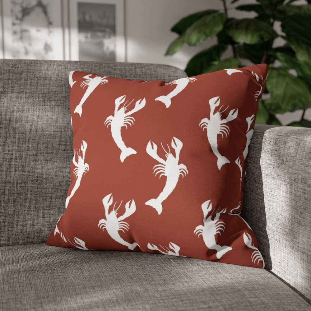 Printed Lobsters on Terracotta Throw Pillow Covers - Image 4