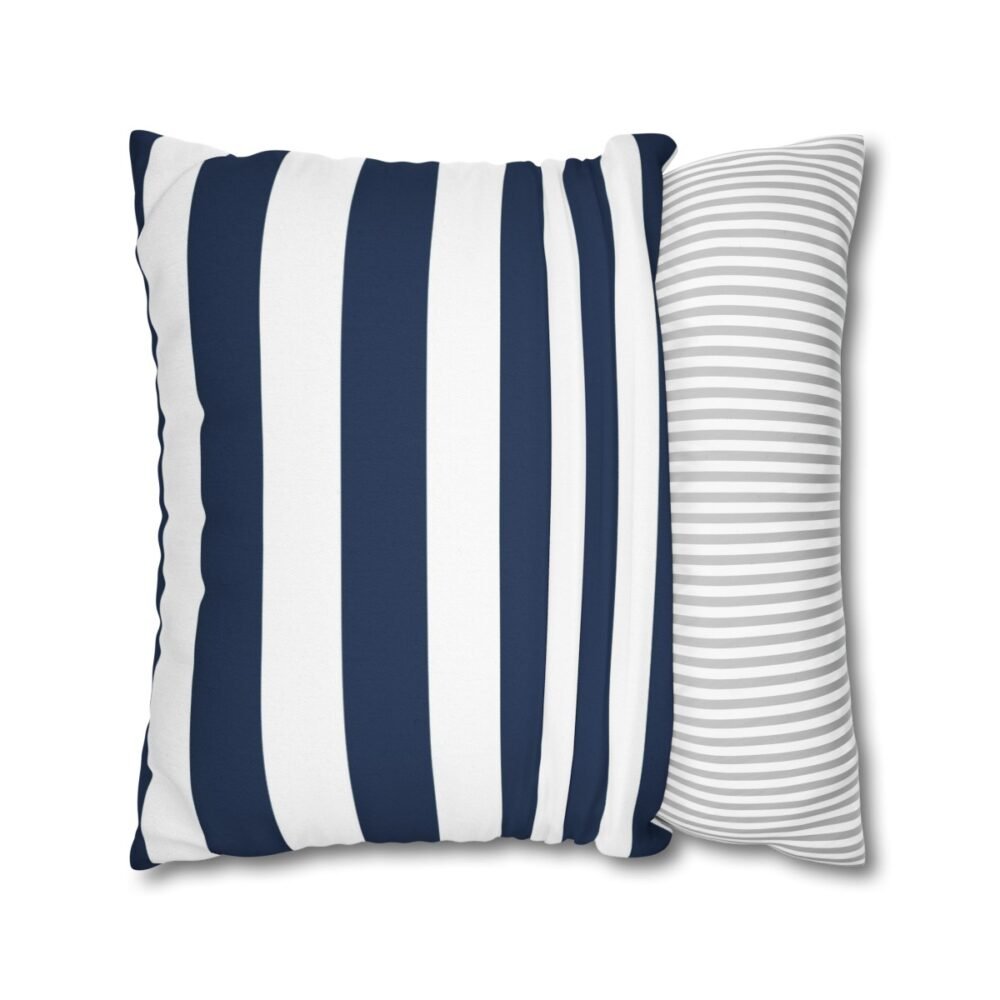Navy Blue and White Striped Throw Pillow Covers - Image 2