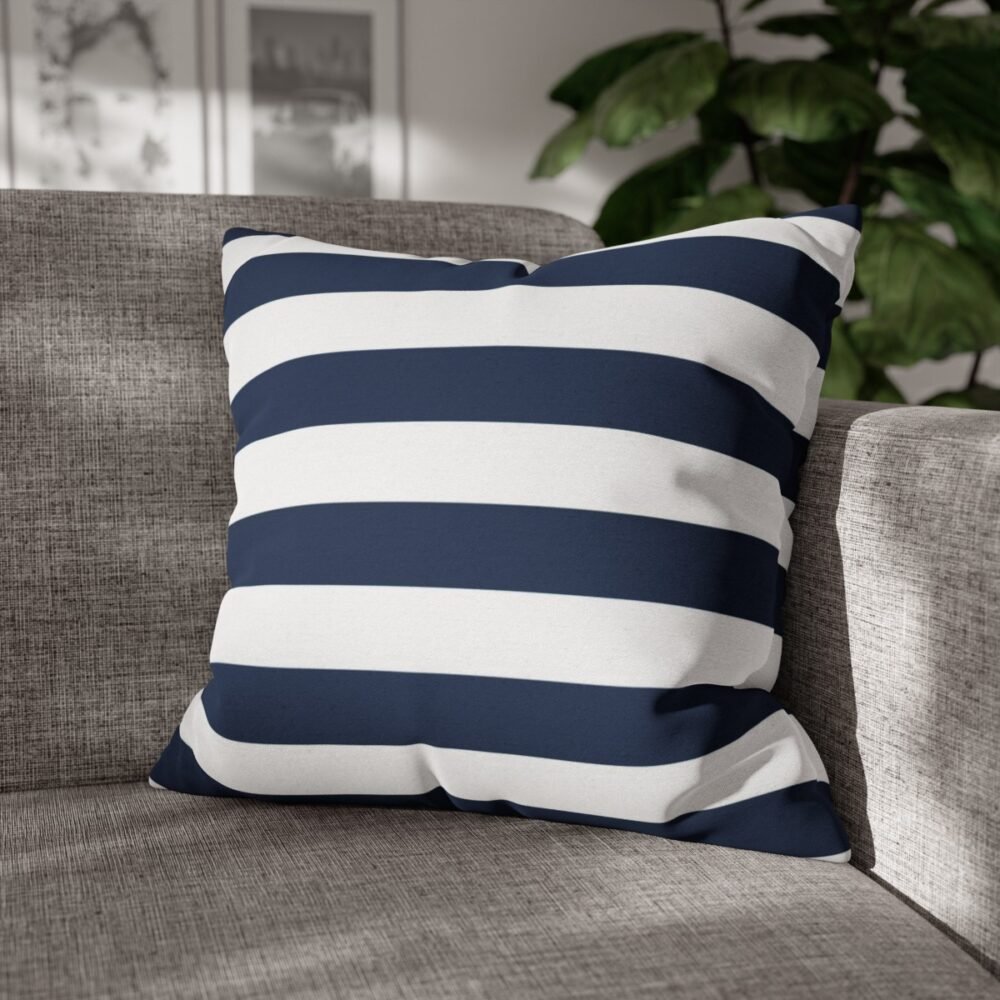 Navy Blue and White Striped Throw Pillow Covers - Image 4