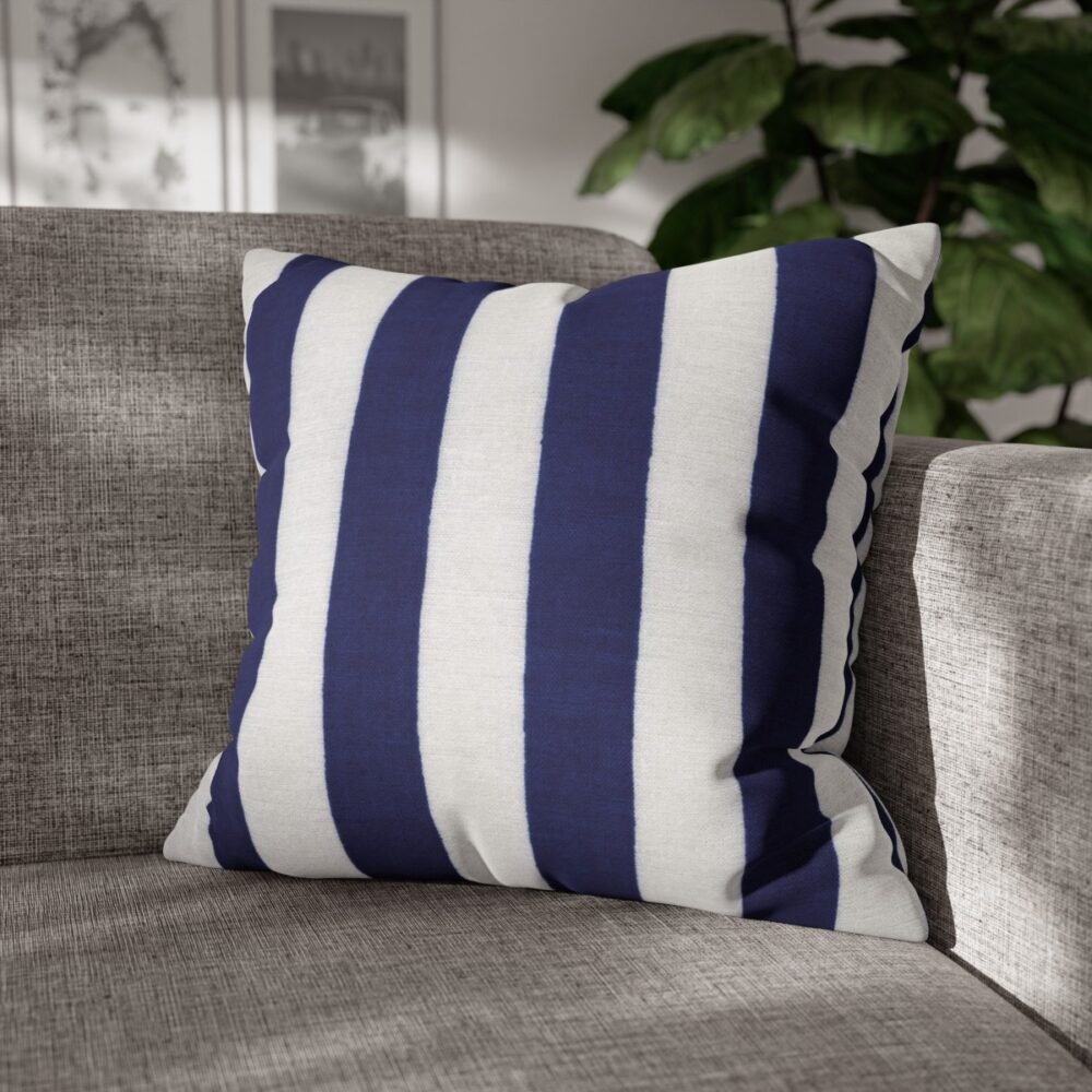 Printed Blue and White Striped Throw Pillow Covers - Image 4