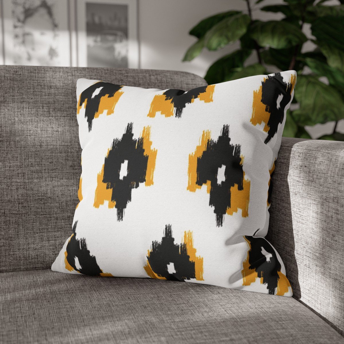 Seamless Tribal Ikat on White Sofa Throw Pillow Covers - Image 4