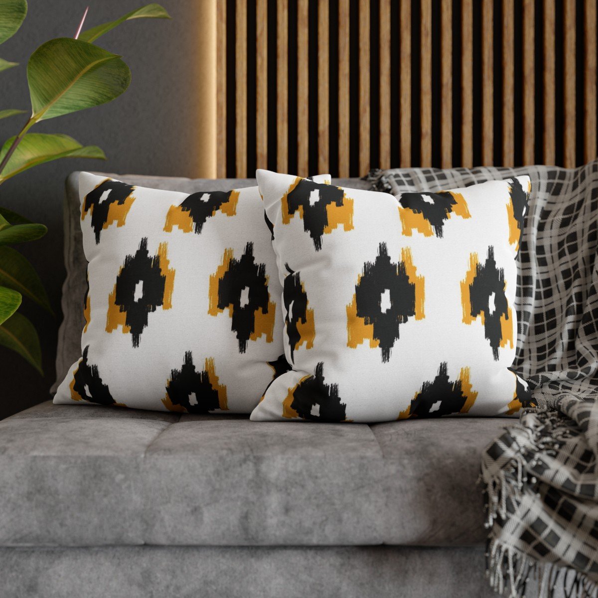 Seamless Tribal Ikat on White Sofa Throw Pillow Covers - Image 5