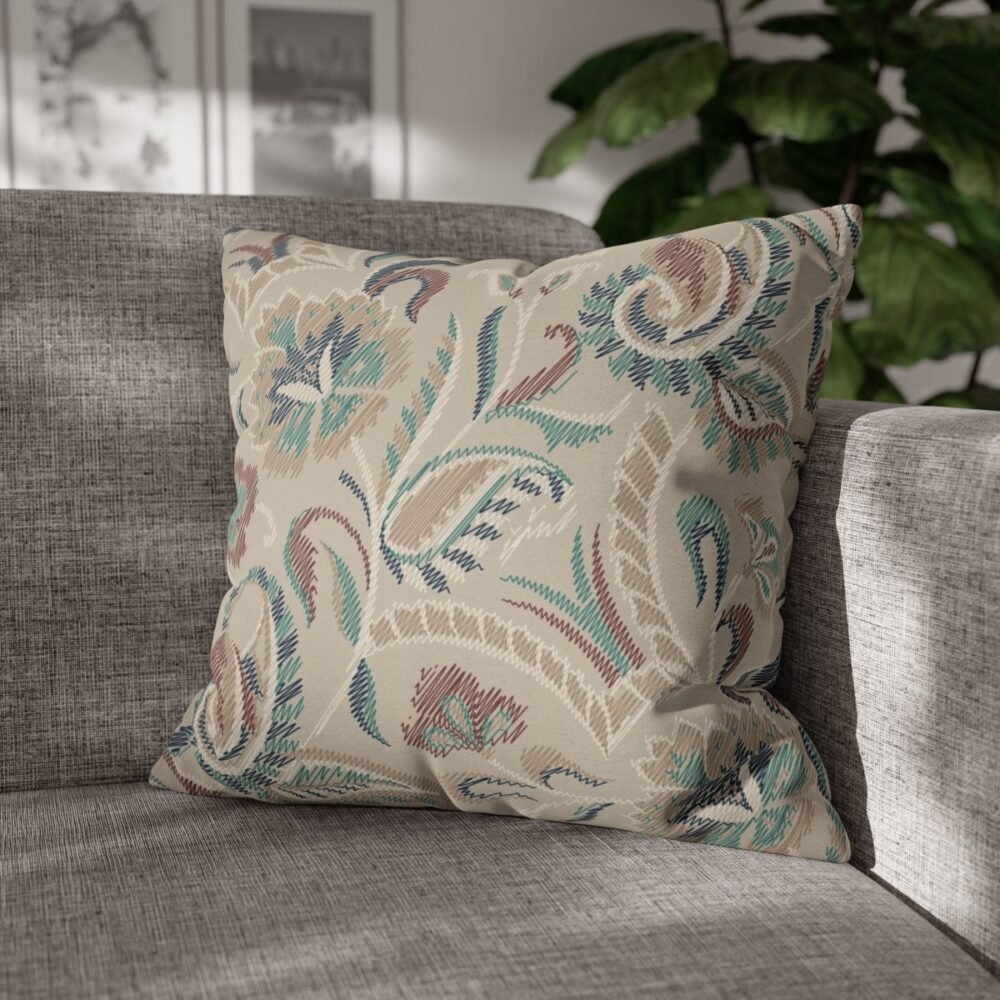 Luxurious Ikat Paisley Pattern on Tan Sofa Pillow Covers - Image 4