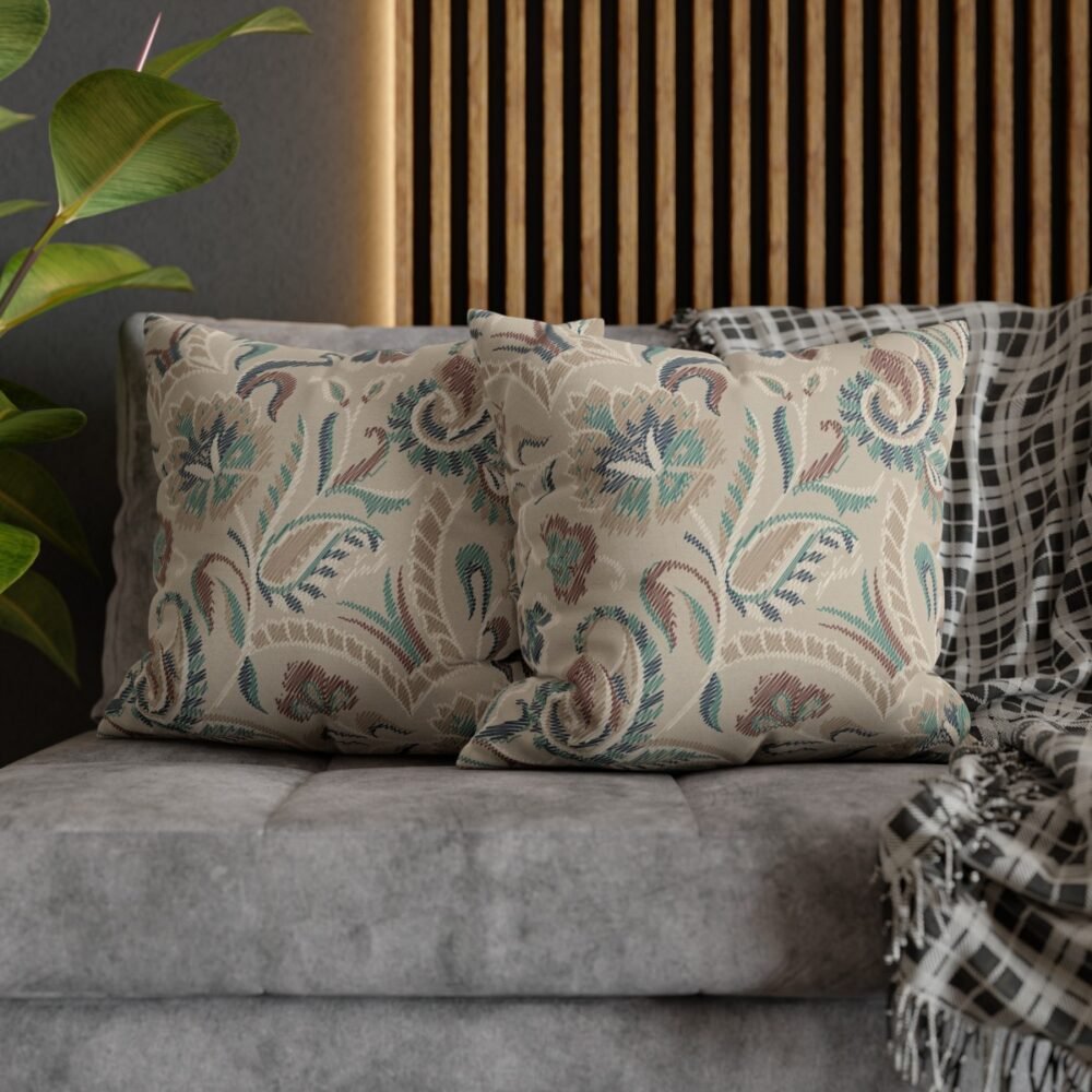 Luxurious Ikat Paisley Pattern on Tan Sofa Pillow Covers - Image 5