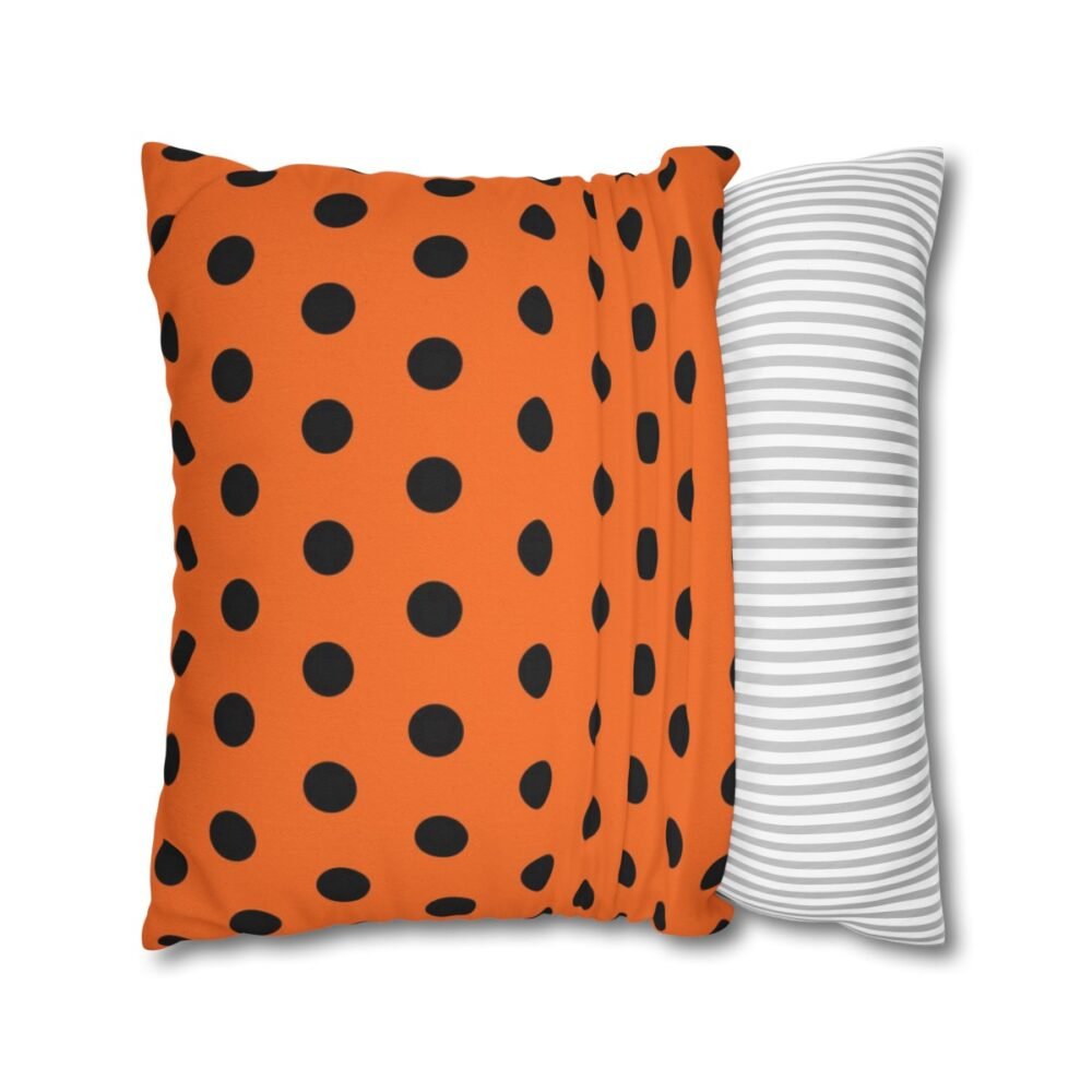 Halloween Polka Dots on Orange Throw Pillow Covers - Image 2