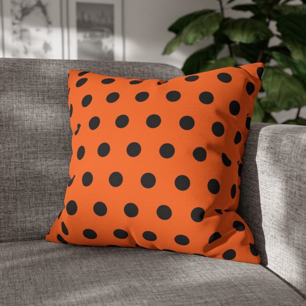Halloween Polka Dots on Orange Throw Pillow Covers - Image 4
