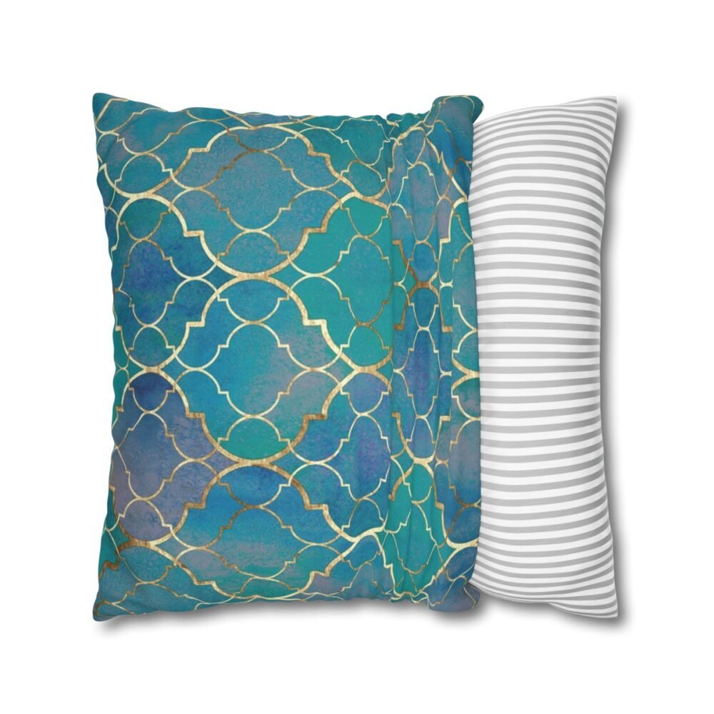 Decorative Teal n Gold Moroccan Throw Couch Pillow Covers - Image 2