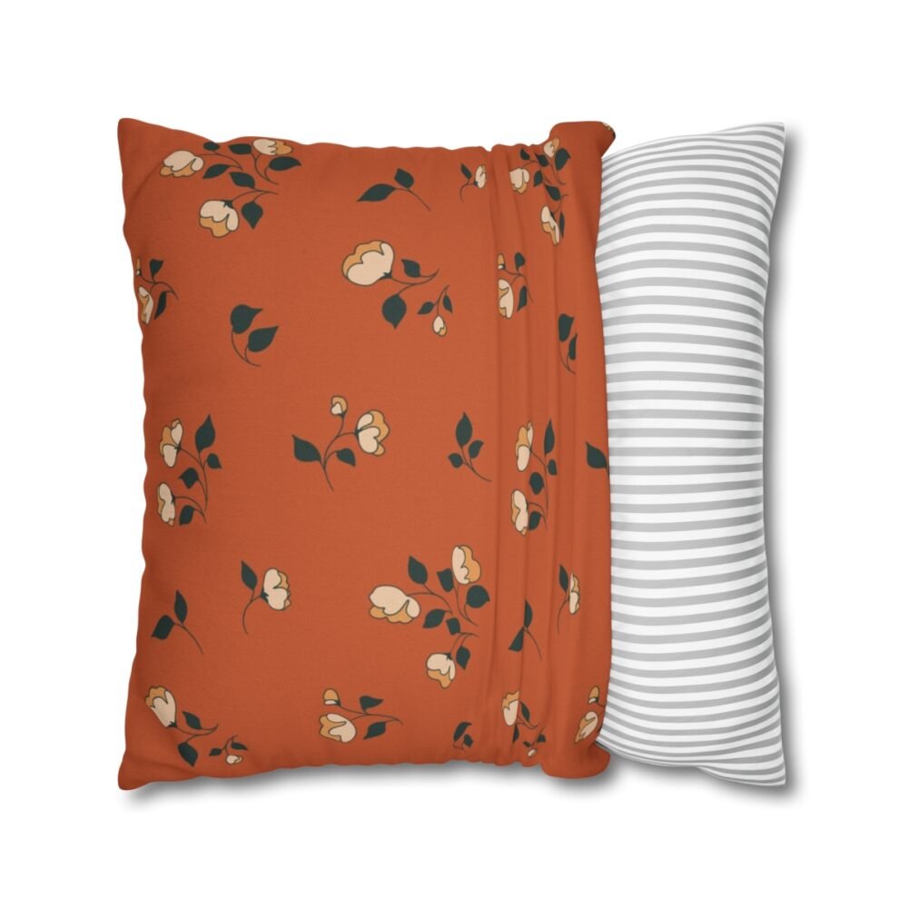Cute Ditsy Floral Print Terracotta Throw Pillow Covers - Image 2