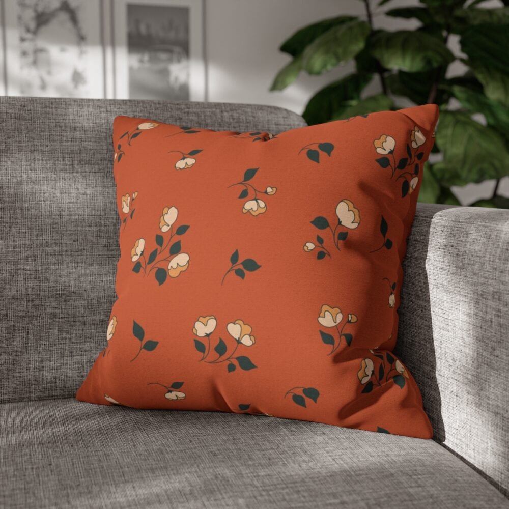 Cute Ditsy Floral Print Terracotta Throw Pillow Covers - Image 4