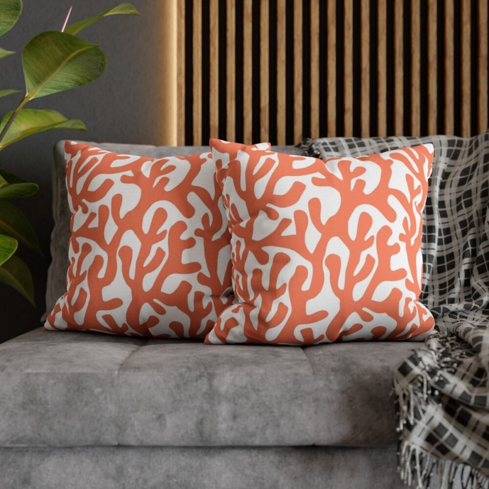 Contemporary Orange Coral Throw Pillow Covers - Image 5
