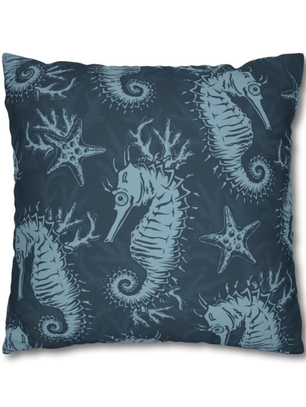 Blue Seahorse Throw Pillow cover