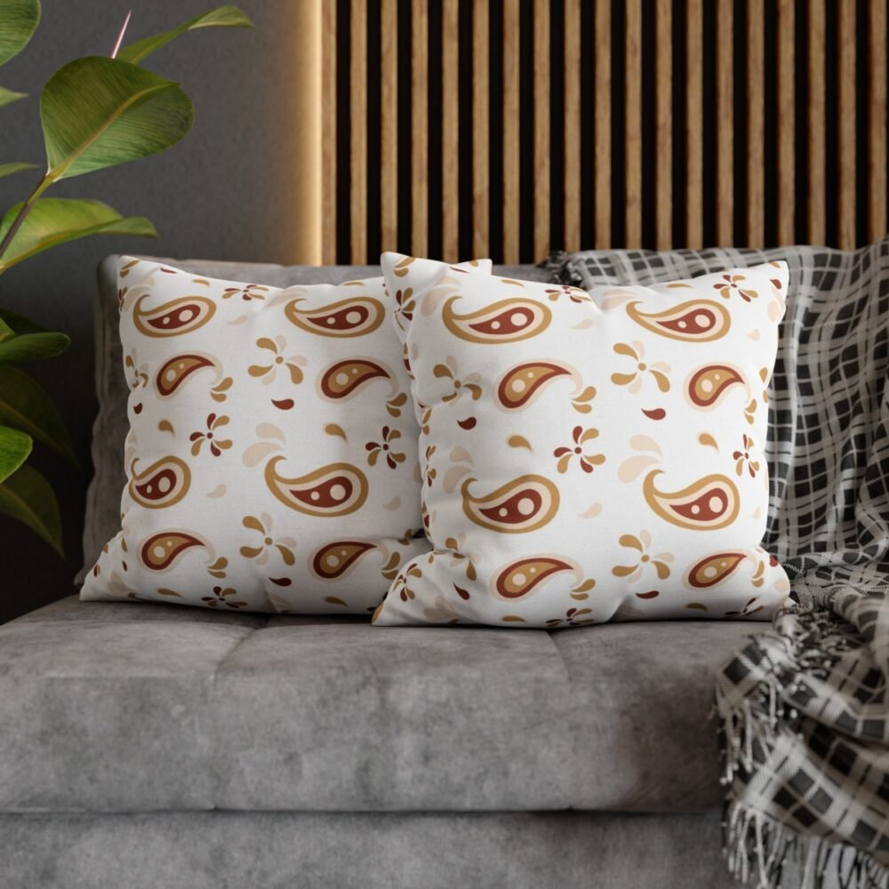 Modern Beige Tone Paisley Throw Sofa Pillow Covers - Image 5
