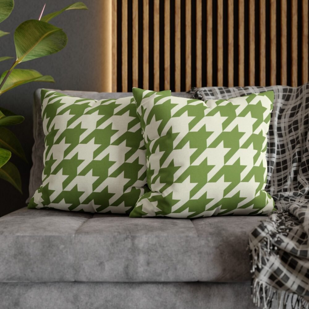 Dark Green Houndstooth Throw Sofa Pillow Covers - Image 5