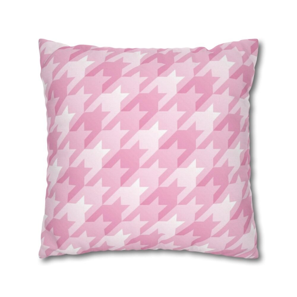 Stylish Tileable Houndstooth Pink Throw Pillow Covers for Sofa - Image 2