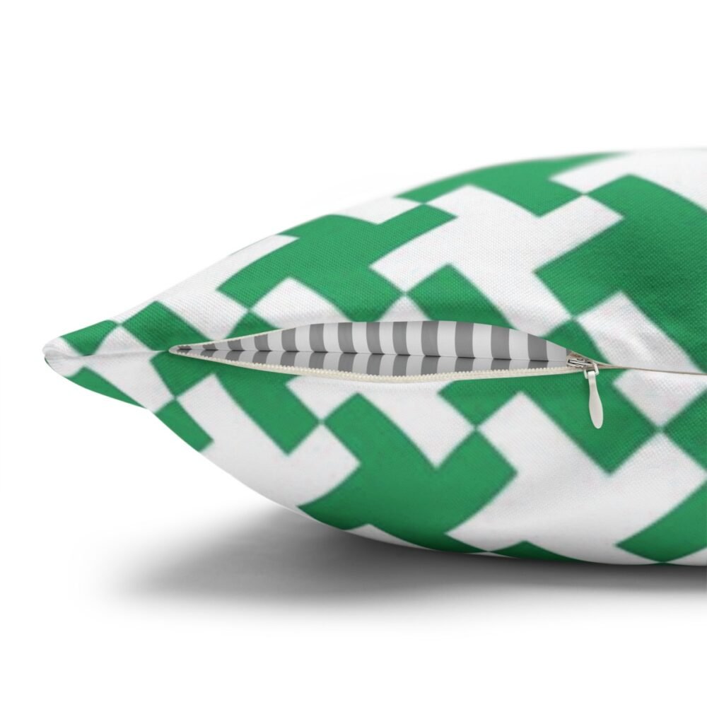 Green n White Houndstooth Fabric Throw Pillow Covers - Image 3