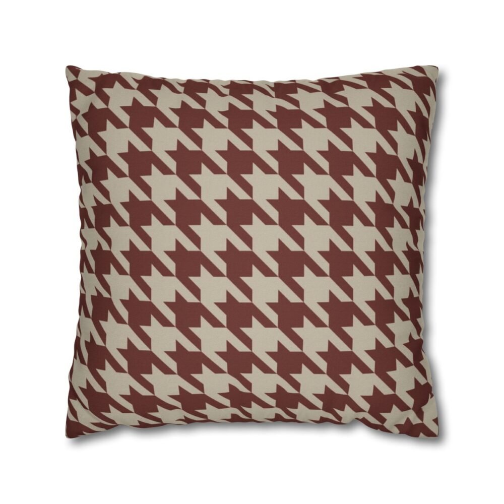 Vintage Beige n Red Houndstooth Throw Sofa Pillow Covers