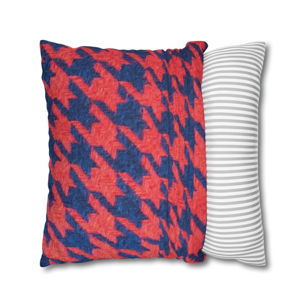 Beautiful Navy n Red Houndstooth Throw Pillow Covers - Image 2