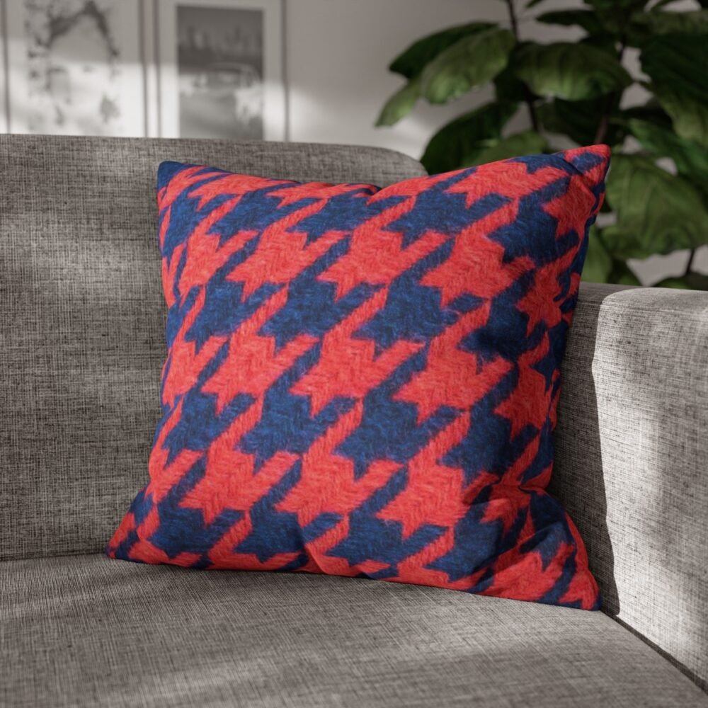 Beautiful Navy n Red Houndstooth Throw Pillow Covers - Image 4