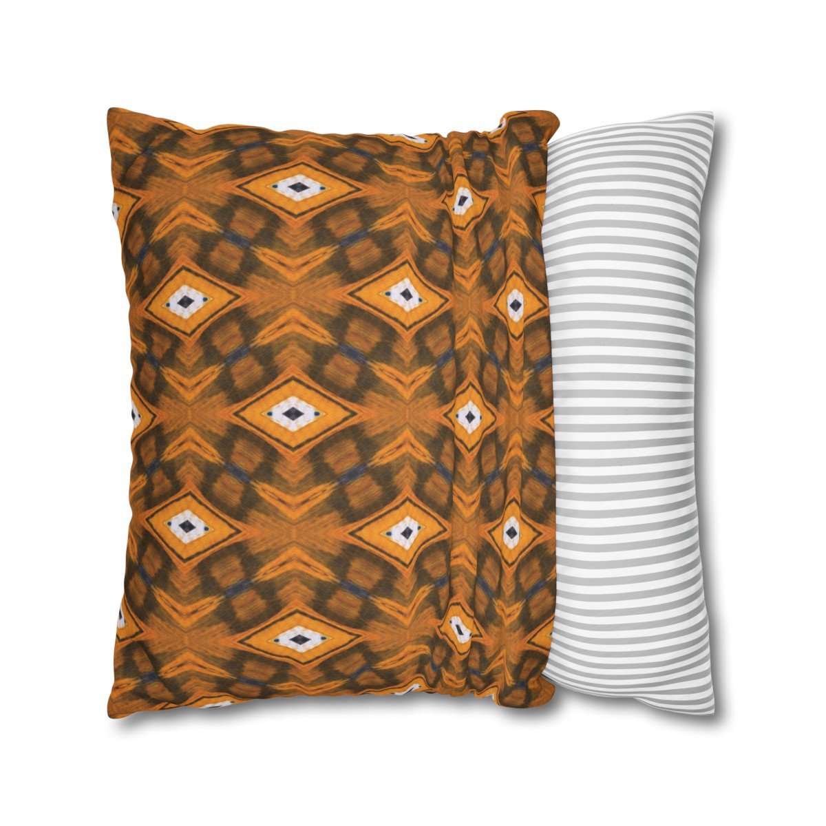 Stylish Warm Orange n Brown Diamond Throw Pillow Covers - Image 2
