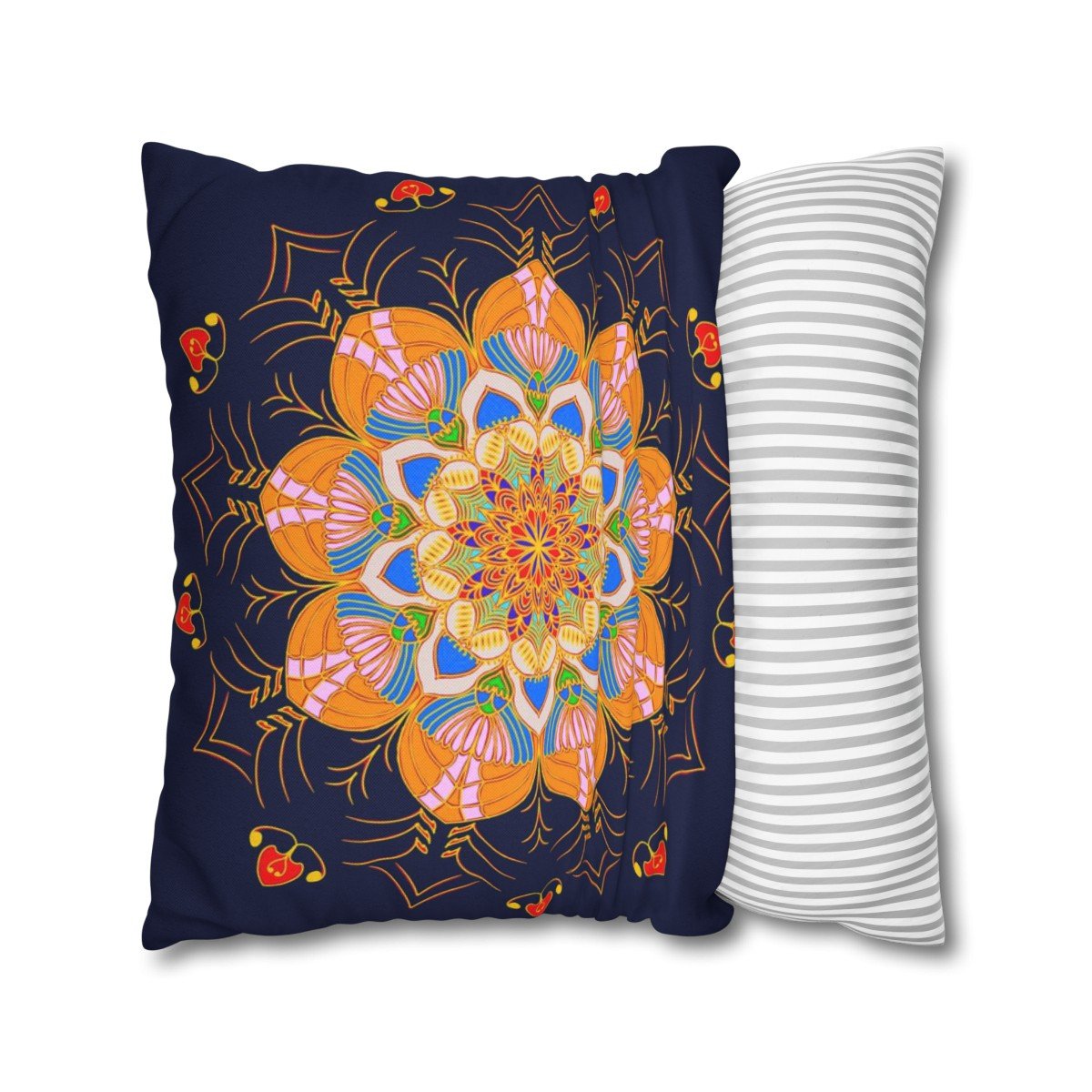 Old Style Blue Mandala Decorative Throw Pillow Covers - Image 2