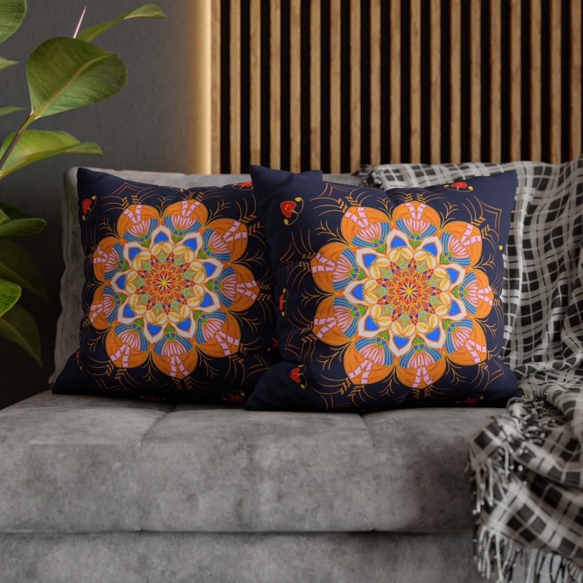 Old Style Blue Mandala Decorative Throw Pillow Covers - Image 5